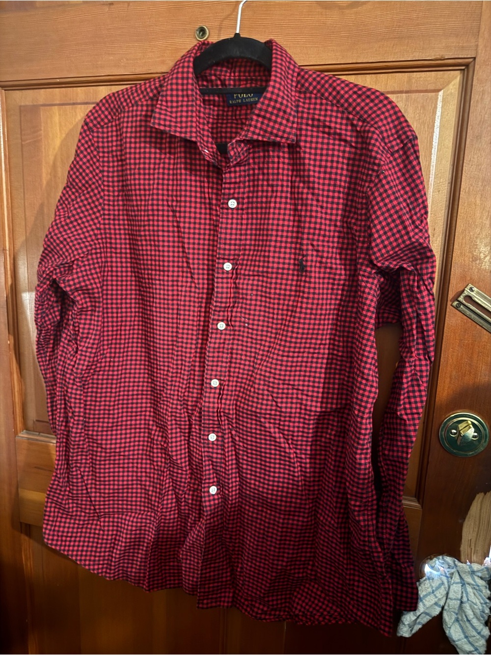 Ralph Lauren Red and Black Check Cotton Button-Down Shirt